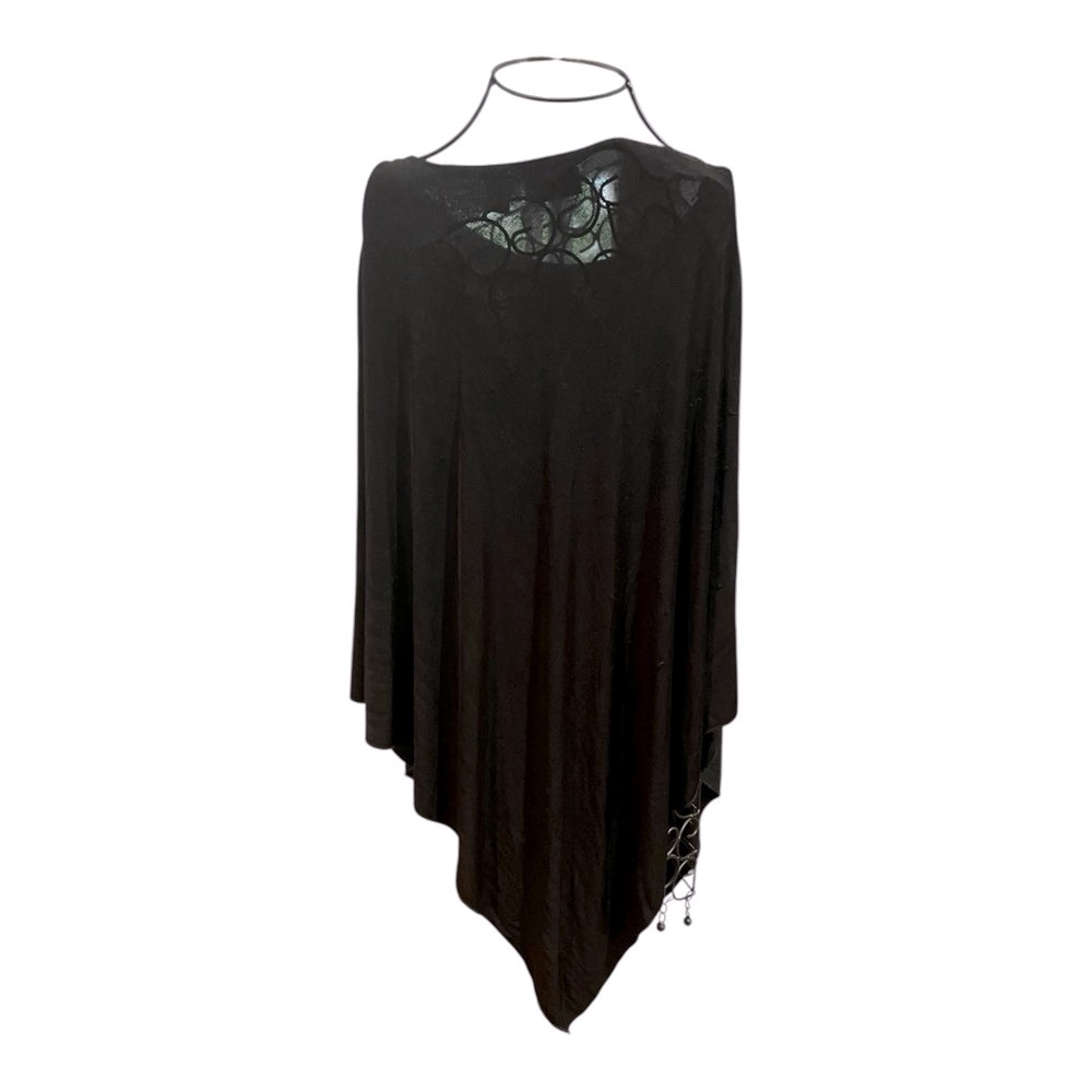 Chico's Black Swirl Poncho One Size Damaged